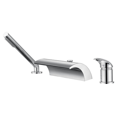 Enkele hendel opbouw waterval Romeinse badkraan met handdouche, chroom afwerking