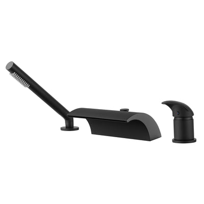 Opbouw zwarte Romeinse badkraan met handdouche, hoge doorstroming watervaluitloop met omsteller
