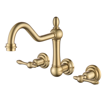 Sumerain vintage wandmontage badkraan, 8 inch midden 3 gaten badvuller geborsteld goud