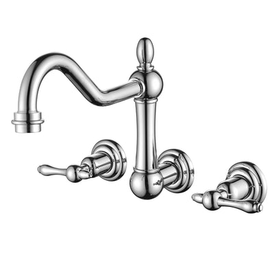 Sumerain vintage badkraan wandmontage badkraan 3 gaten 8 inch midden chroom