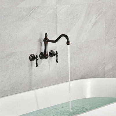 sumerain Vintage Tub Faucet Wall Mount Bathtub Filler Oil Rubbed Bronze, 8 Inches Center