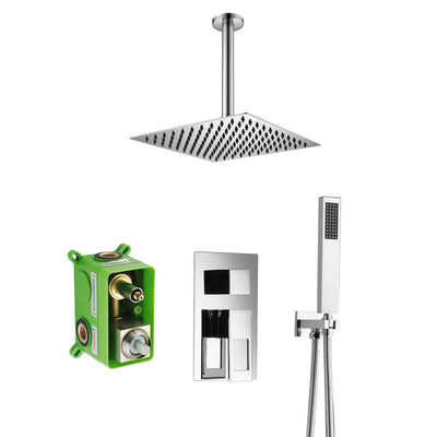 Plafonddouchekranen sets compleet | Volledige metalen componenten in chroomafwerking  