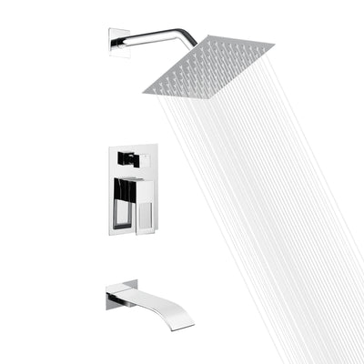 Bad-douchesysteem met waterval badkraan en anti-scald drukbalansklep, chroom afwerking