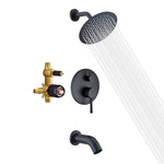 Sumerain Tub and Shower Trim Kit with Rough in Valve, Black Shower Faucet with Tub Spout, 8 Inch Shower Head, Pressure Balance Cartridge