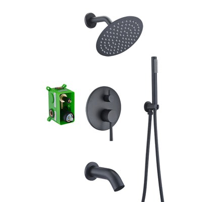 Sumerain matzwart regendouchesysteem set met waterval baduitloop