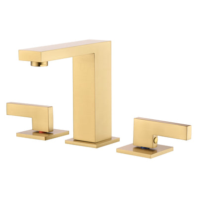 sumerain geborsteld gouden 8 inch brede badkamerkraan, 2 hendels wastafelkraan, massief messing, met snelkoppelslang