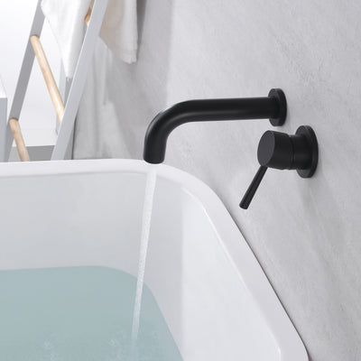 SUMERAIN Matte Black Tub Faucet Set Wall Mount Bathtub Faucet Single Handle, Rough-in Valve Included